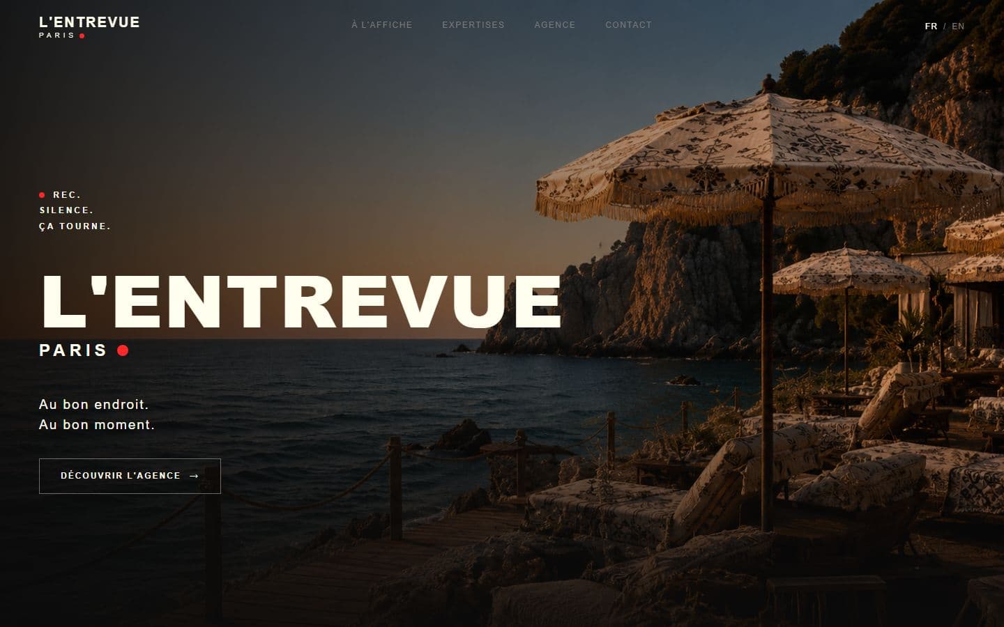 Page d'accueil du site L'Entrevue Paris